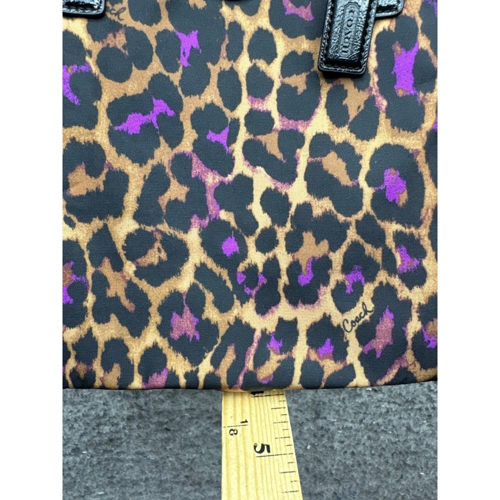 NWT Coach Leopard Print Nylon Weekender Tote Bag Multicolor w/ Pouch 11 x 8.5 - Picture 9 of 11
